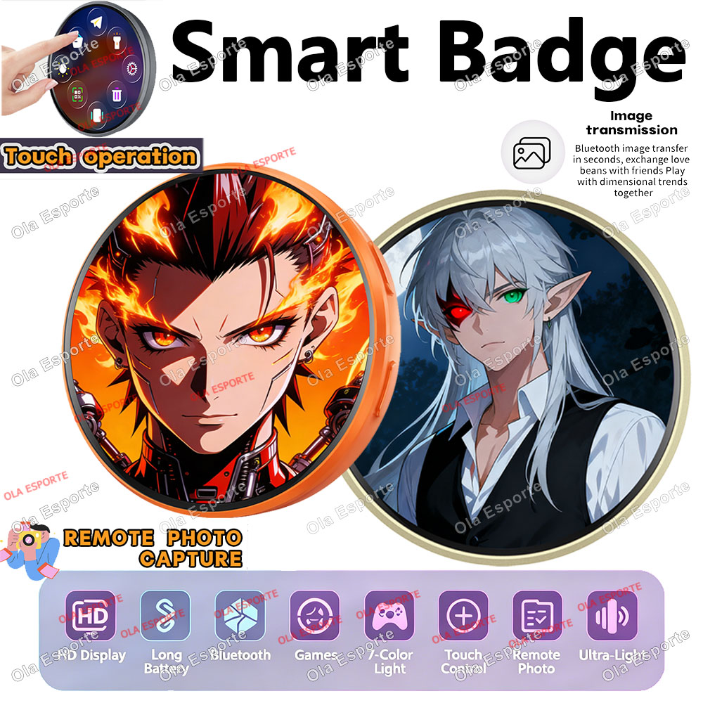 Smart Home Icon - Badge LED interactif Anime 1,85 pouces