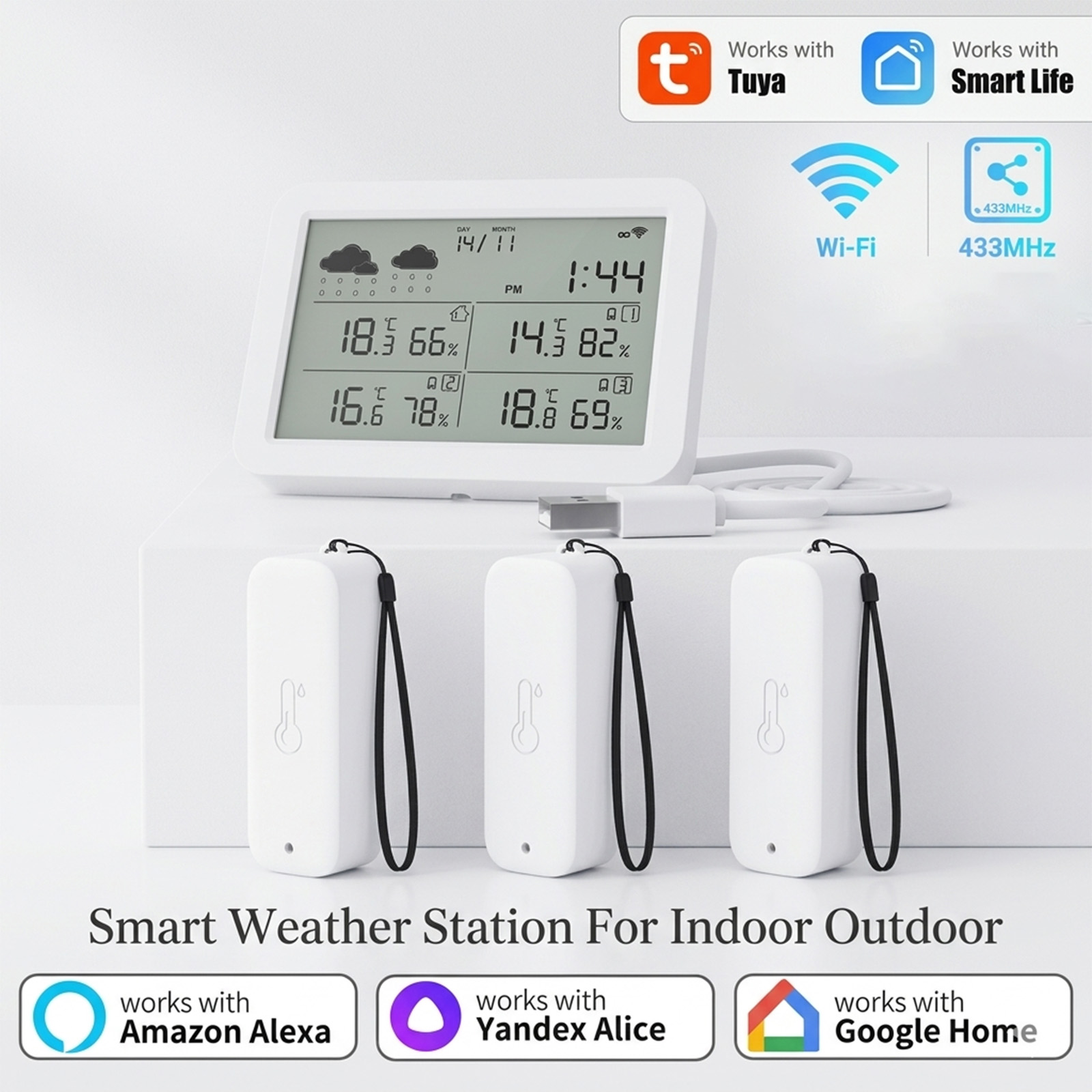Smart Home Elements - Station météo Tuya WiFi+RF433, maison intelligente