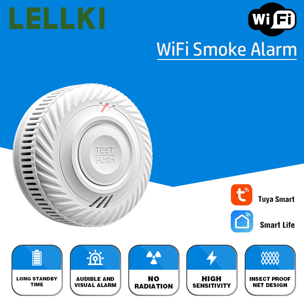 Smart Smoke Detector - Détecteur de fumée WiFi LELLKI, longue